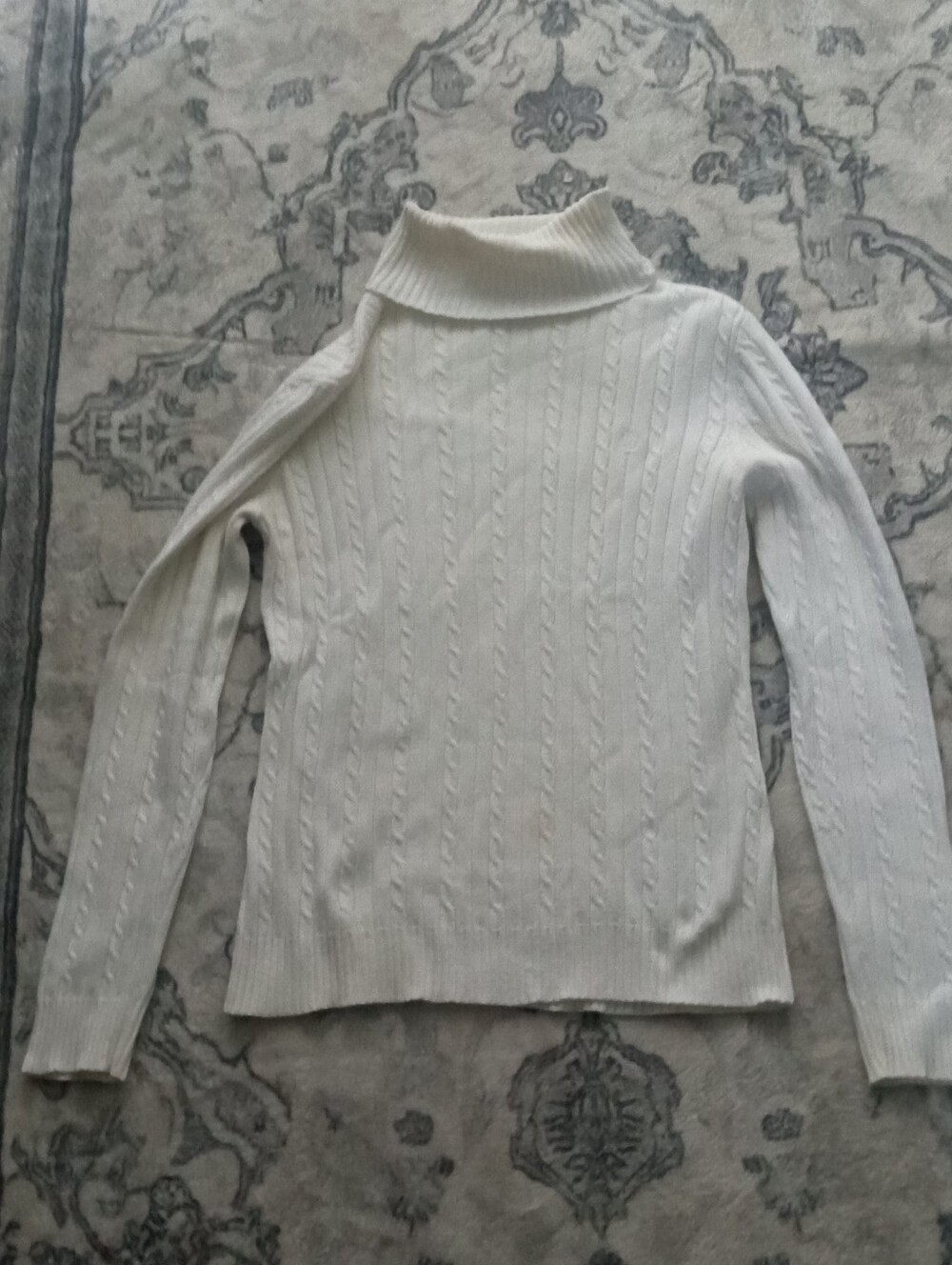 Izod Cream Cable Knit Turtleneck Sweater